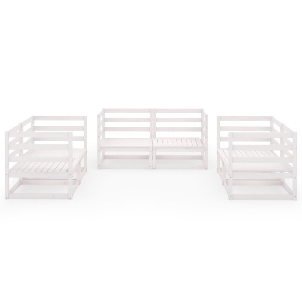 Set Divani da Giardino 6 pz Bianco in Legno Massello di Pino - homemem39