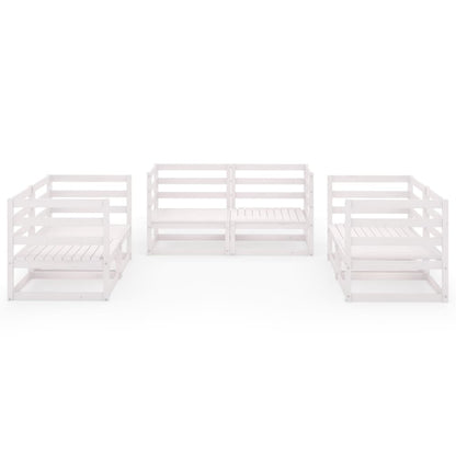 Set Divani da Giardino 6 pz Bianco in Legno Massello di Pino - homemem39