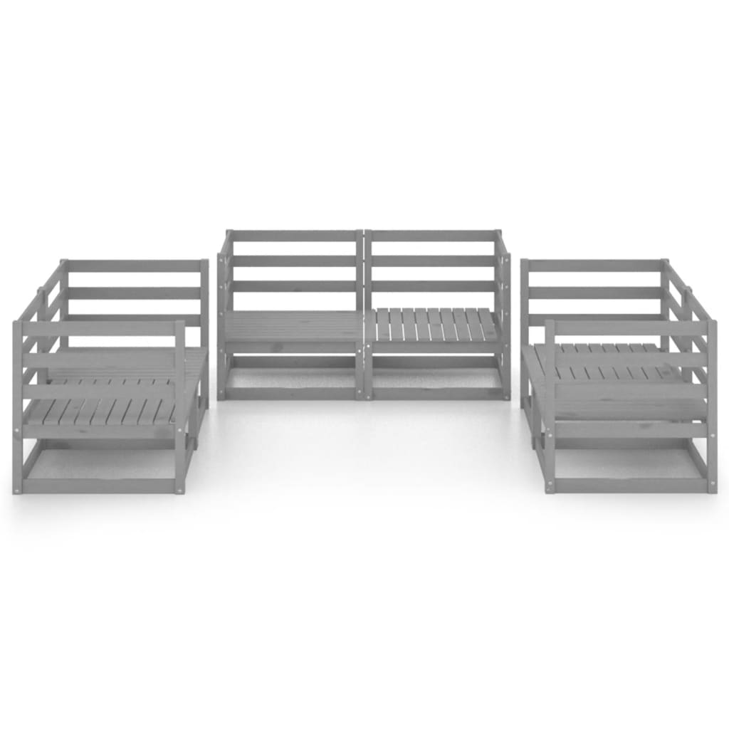 Set Divani da Giardino 6 pz Grigio in Legno Massello di Pino - homemem39