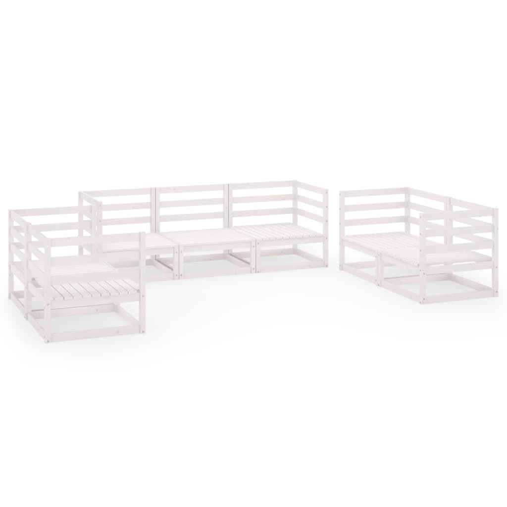 Set Divani da Giardino 7 pz Bianco in Legno Massello di Pino - homemem39