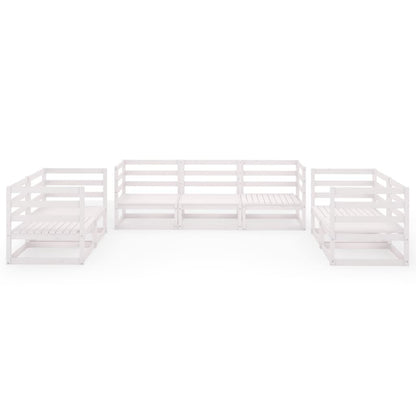 Set Divani da Giardino 7 pz Bianco in Legno Massello di Pino - homemem39