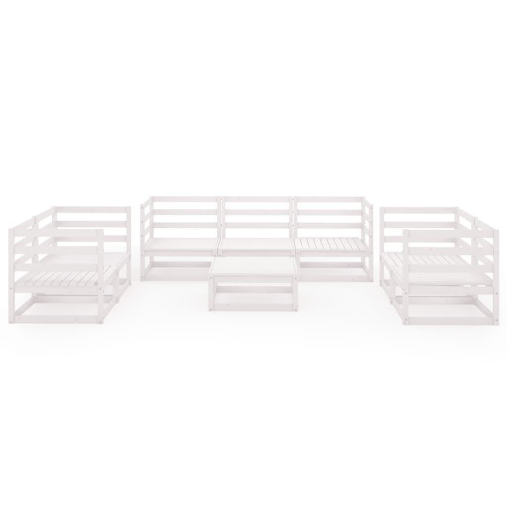 Set Divani da Giardino 8 pz Bianco in Legno Massello di Pino - homemem39