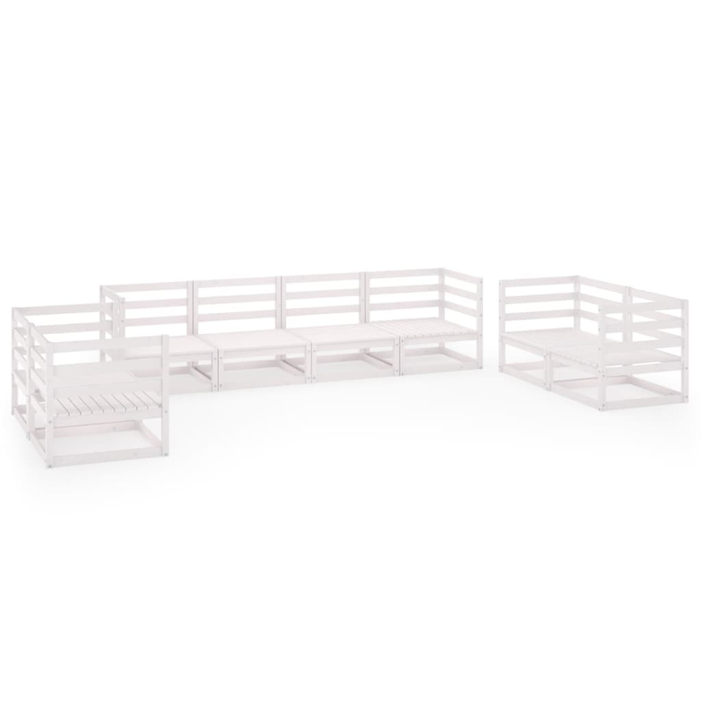 Set Divani da Giardino 8 pz Bianco in Legno Massello di Pino - homemem39