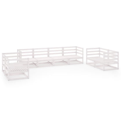 Set Divani da Giardino 8 pz Bianco in Legno Massello di Pino - homemem39