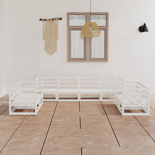 Set Divani da Giardino 8 pz Bianco in Legno Massello di Pino - homemem39