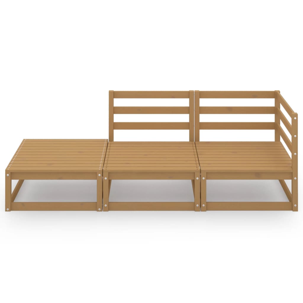 Set Divani da Giardino 3pz Marrone Ambra Legno Massello di Pino - homemem39