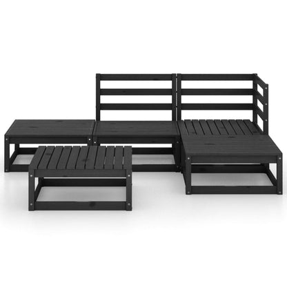 Set Divani da Giardino 5 pz Nero in Legno Massello di Pino - homemem39