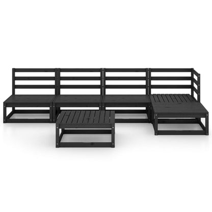Set Divani da Giardino 5 pz Nero in Legno Massello di Pino - homemem39