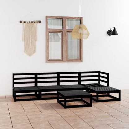 Set Divani da Giardino 6 pz Nero in Legno Massello di Pino - homemem39