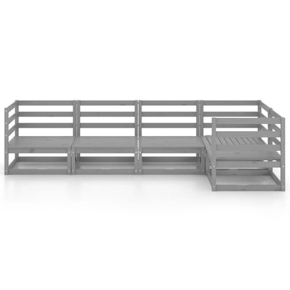 Set Divani da Giardino 5 pz Grigio in Legno Massello di Pino - homemem39