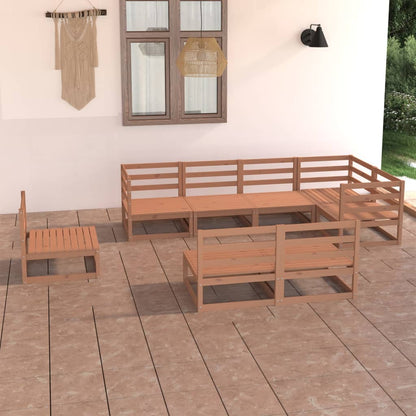 Set Salotto da Giardino 8pz Marrone Ambra Legno Massello Pino - homemem39