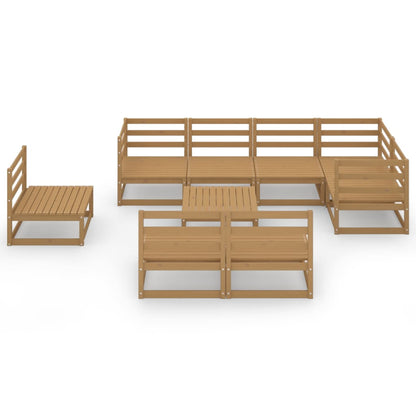 Set Divani da Giardino 9 pz Marrone Ambra Legno Massello Pino - homemem39