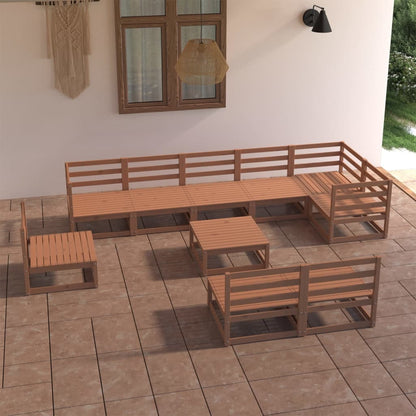 Set Divani da Giardino 10 pz Marrone Ambra in Massello di Pino - homemem39