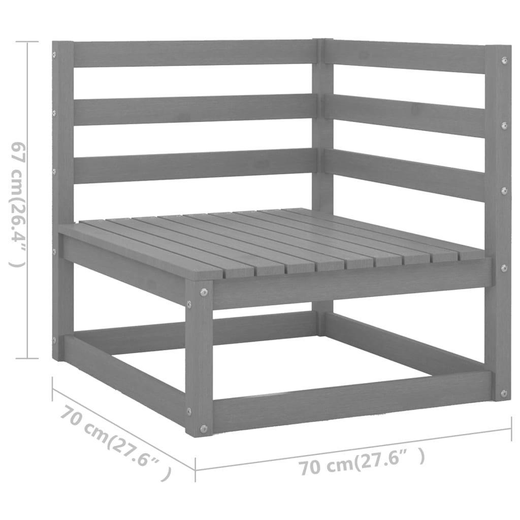 Set Divani da Giardino 8 pz Grigi in Legno Massello di Pino - homemem39