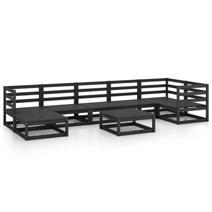 Set Divani da Giardino 8 pz Nero in Legno Massello di Pino - homemem39