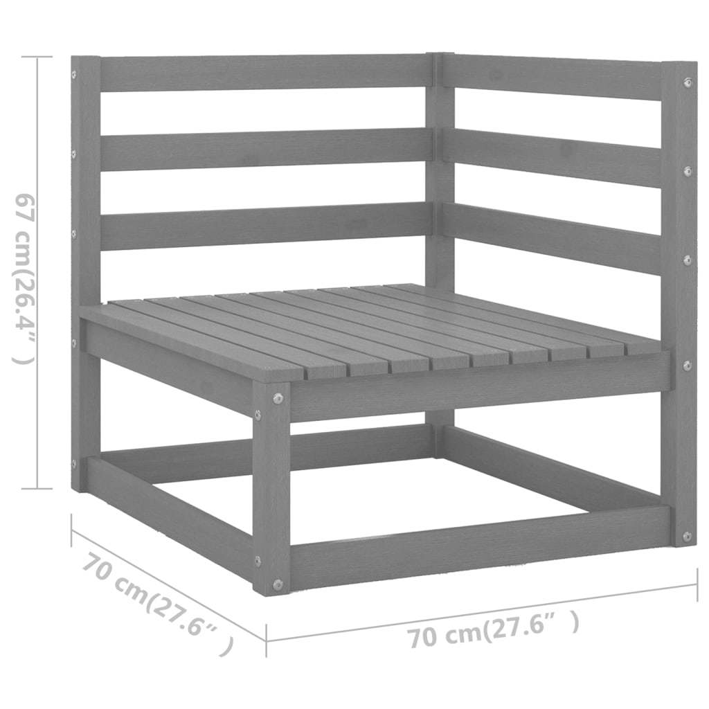 Set Divani da Giardino 8 pz Grigi in Legno Massello di Pino - homemem39