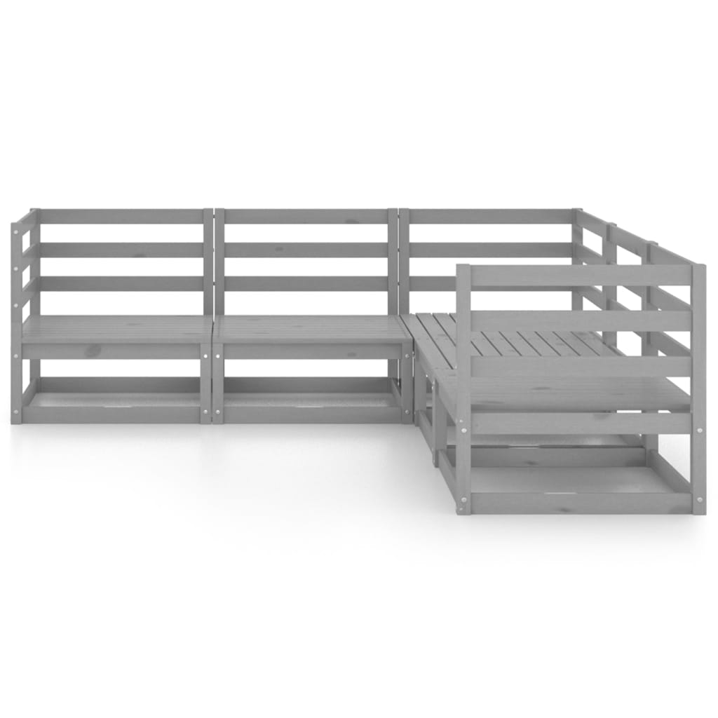 Set Divani da Giardino 5 pz Grigi in Legno Massello di Pino - homemem39