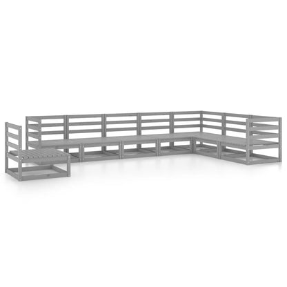 Set Divani da Giardino 8 pz Grigi in Legno Massello di Pino - homemem39