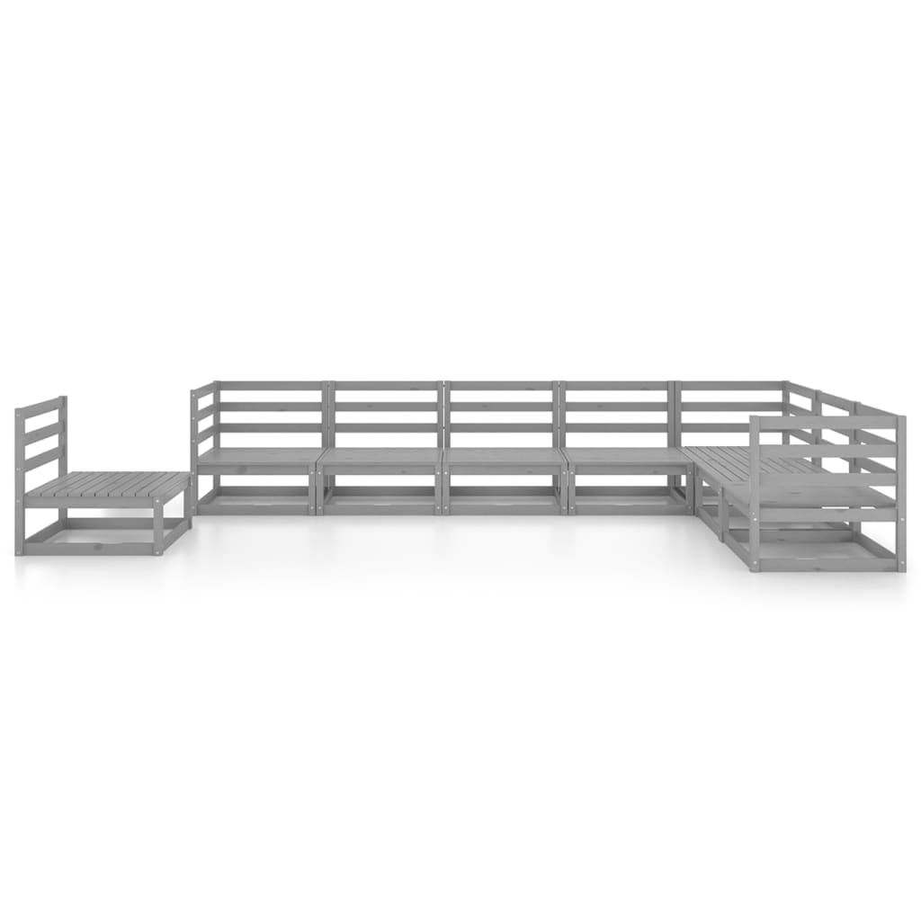 Set Divani da Giardino 8 pz Grigi in Legno Massello di Pino - homemem39
