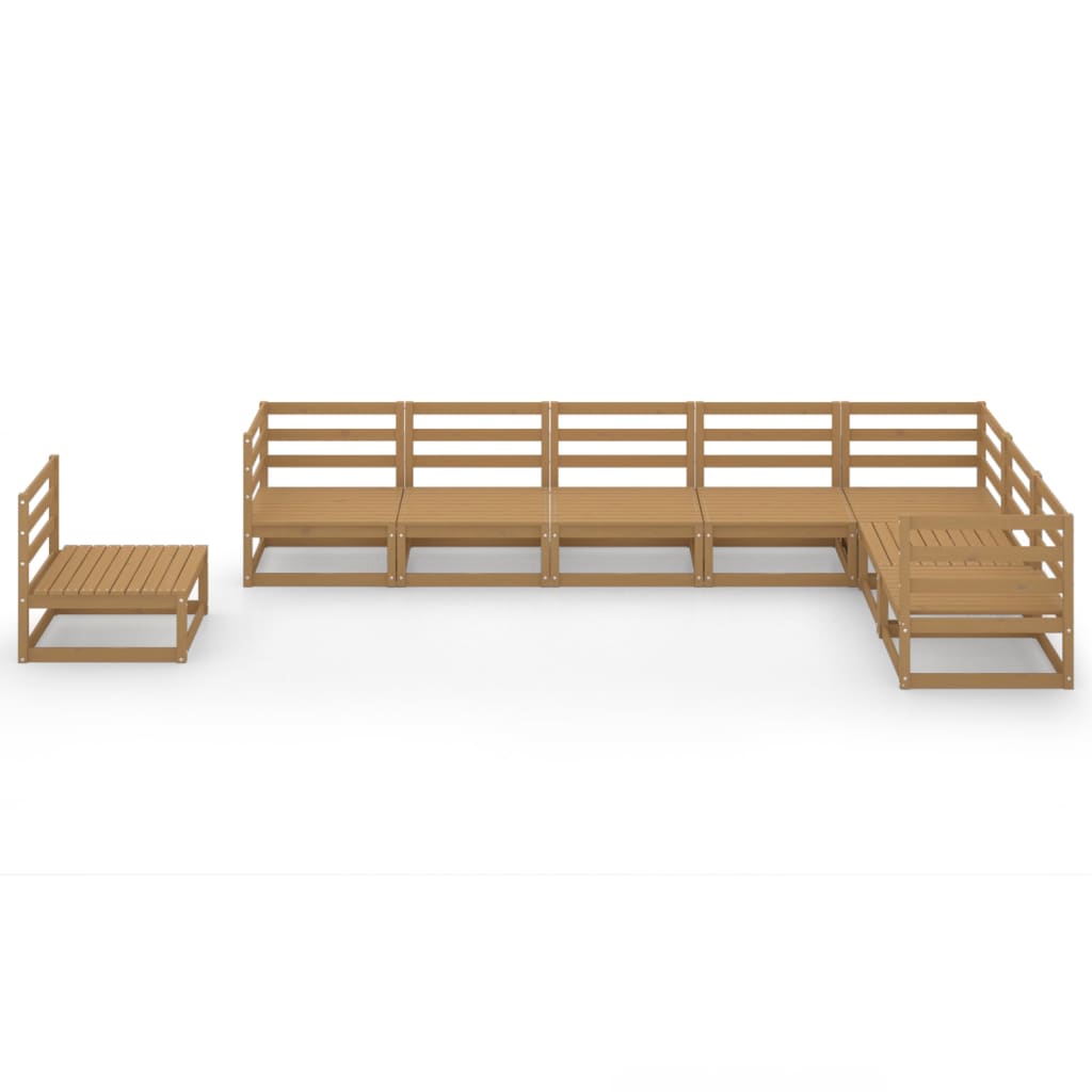 Set Salotto da Giardino 8pz Marrone Ambra Legno Massello Pino - homemem39