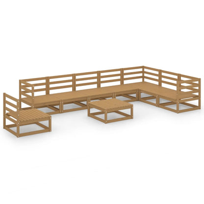 Set Divani da Giardino 9 pz Marrone Ambra Legno Massello Pino - homemem39