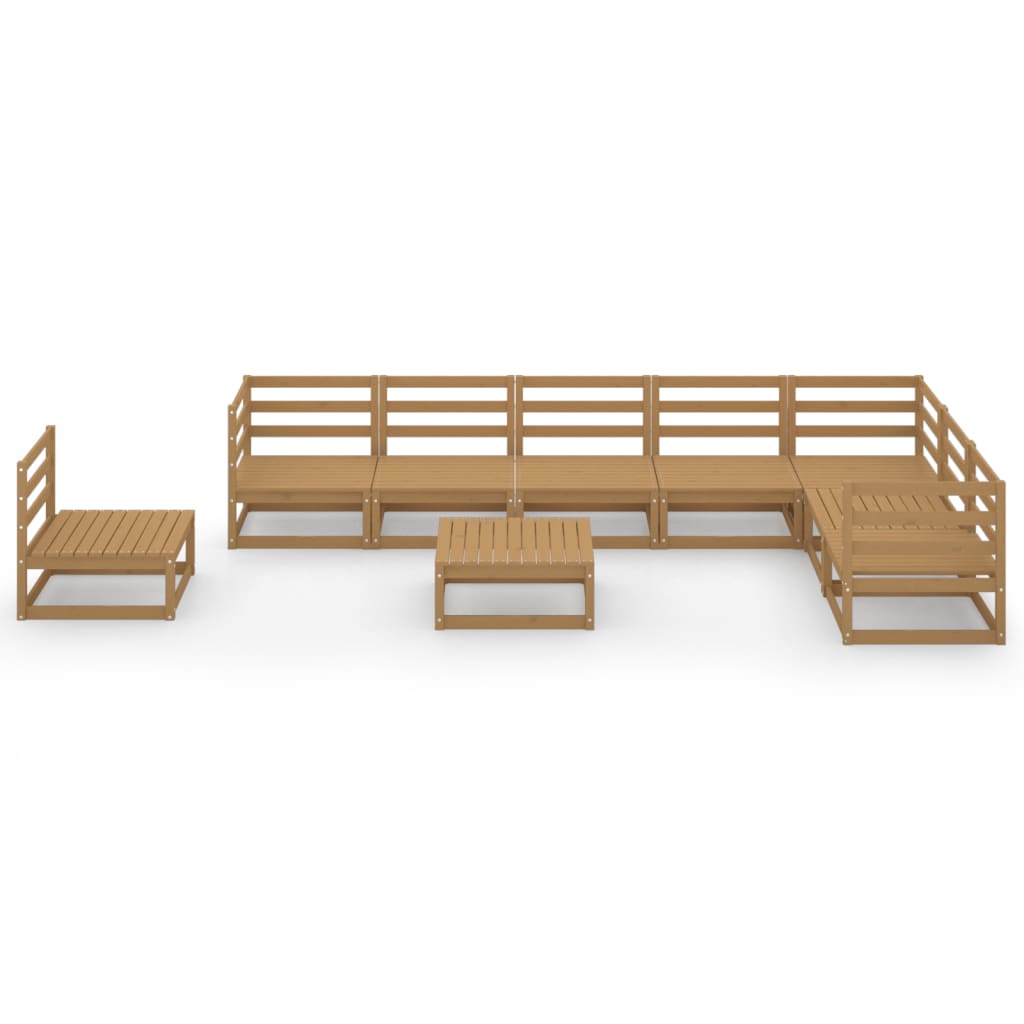Set Divani da Giardino 9 pz Marrone Ambra Legno Massello Pino - homemem39