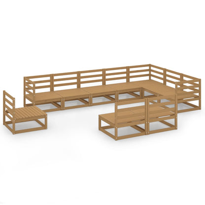 Set Salotto da Giardino 10pz Marrone Ambra Legno Massello Pino - homemem39