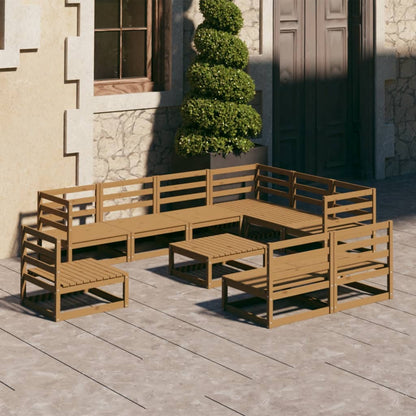 Set Salotto da Giardino 10 pz Marrone Ambra Legno Massello Pino - homemem39