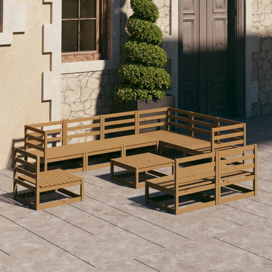 Set Salotto da Giardino 10 pz Marrone Ambra Legno Massello Pino - homemem39