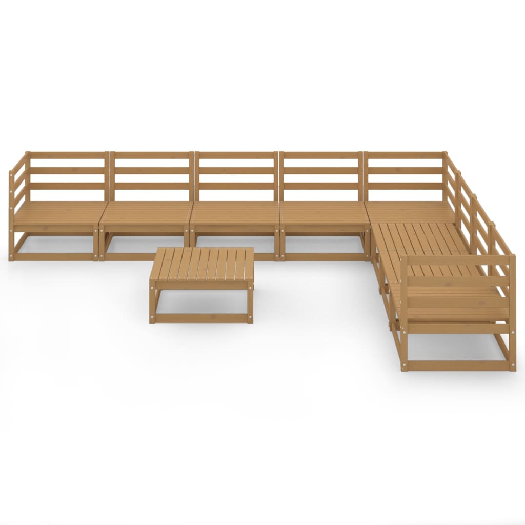 Set Divani da Giardino 9 pz Marrone Ambra Legno Massello Pino - homemem39