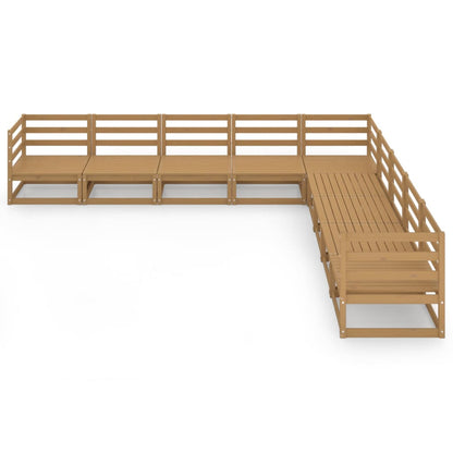 Set Salotto da Giardino 9pz Marrone Ambra Legno Massello Pino - homemem39