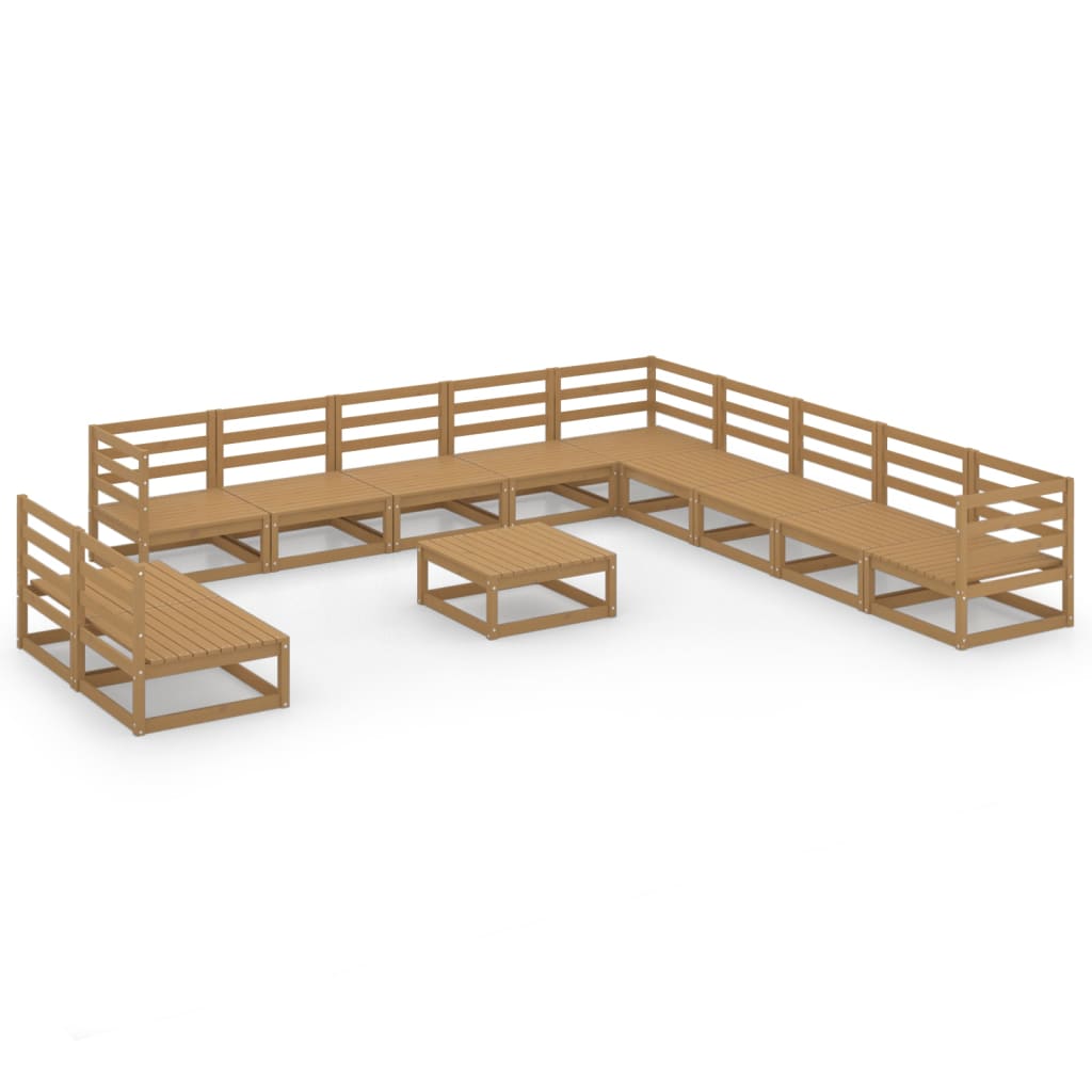 Set Divani da Giardino 12 pz Marrone Ambra Legno Massello Pino - homemem39