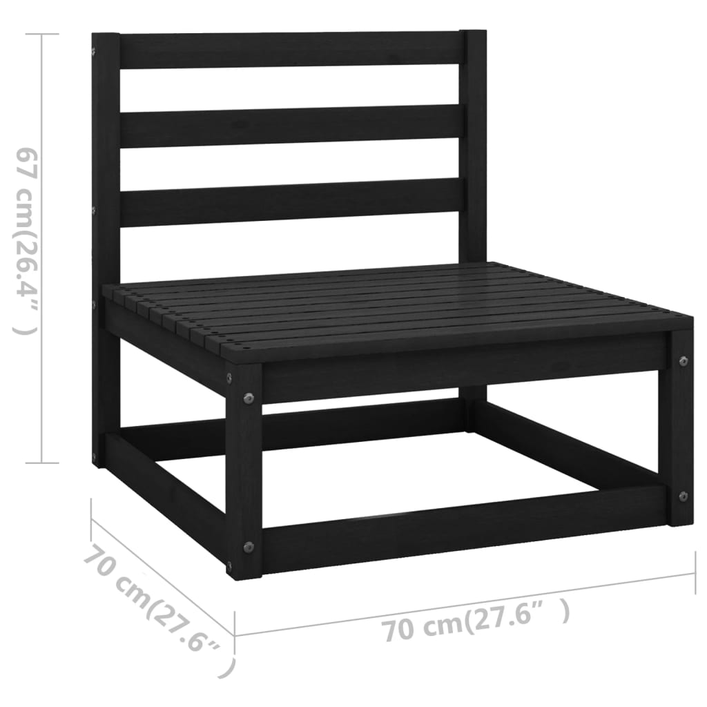 Set Divani da Giardino 12 pz Nero in Legno Massello di Pino - homemem39