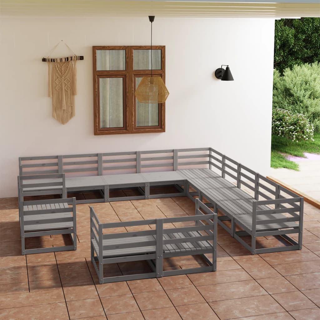Set Divani da Giardino 13 pz in Legno Massello di Pino - homemem39