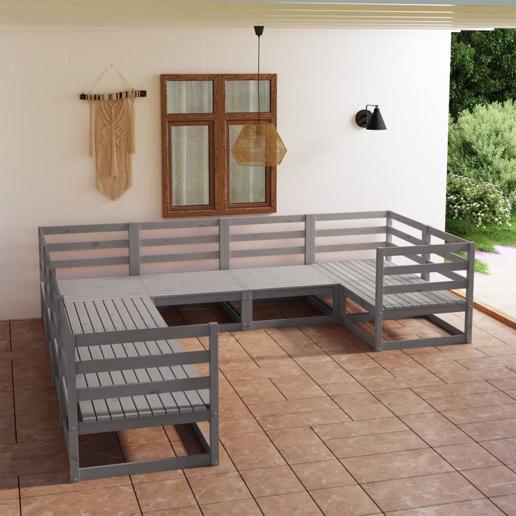 Set Divani da Giardino 8 pz in Legno Massello di Pino - homemem39