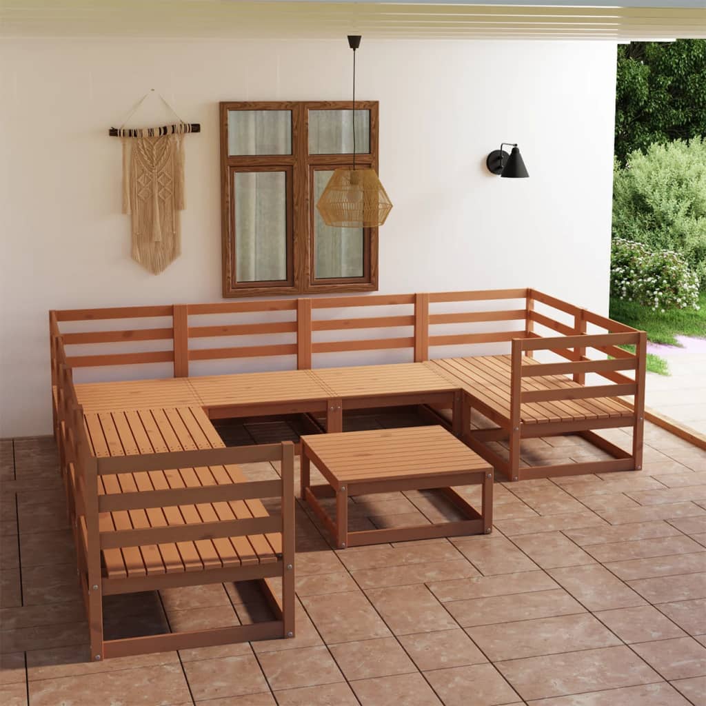 Set Divani da Giardino 9 pz in Legno Massello di Pino - homemem39