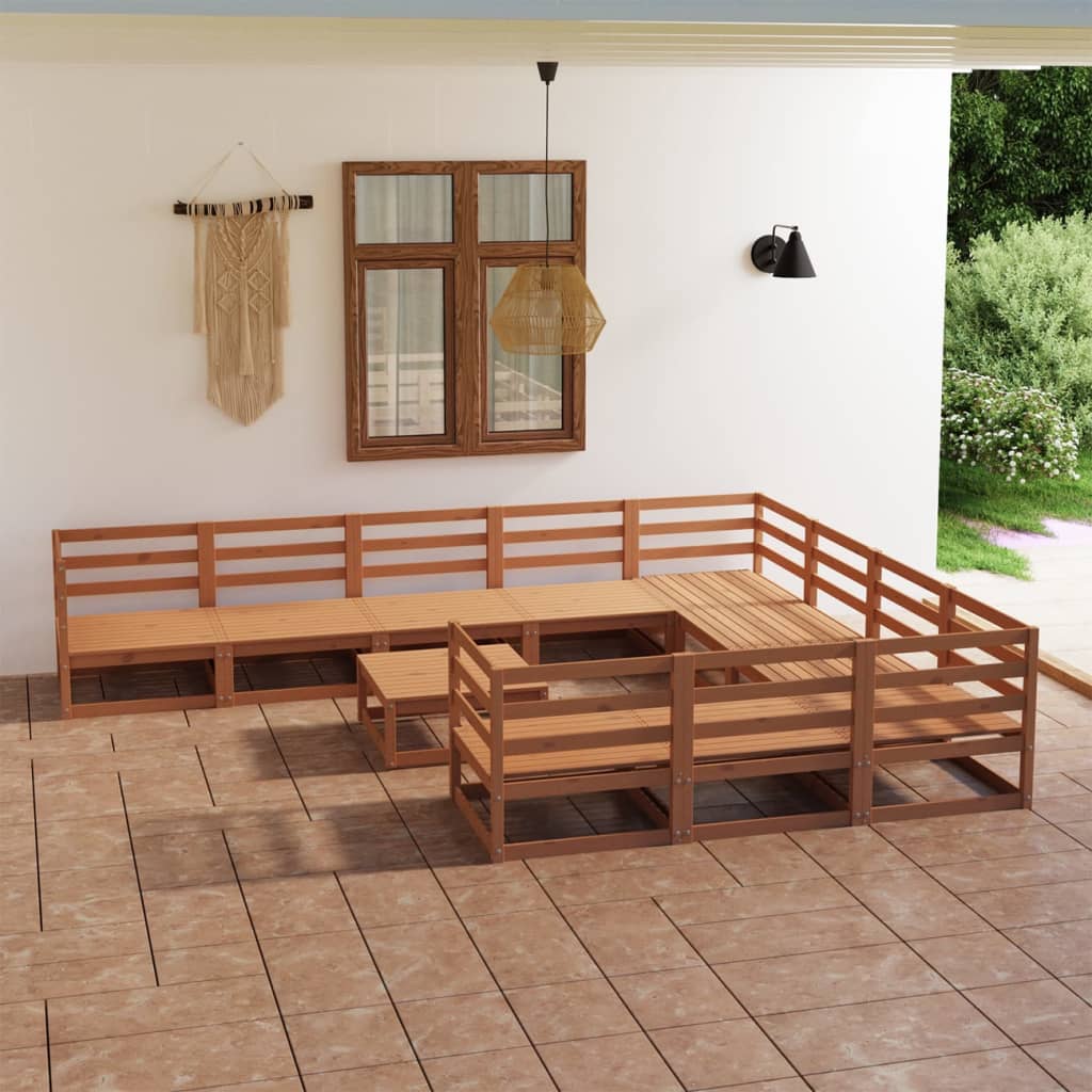 Set Divani da Giardino 11 pz in Legno Massello di Pino - homemem39