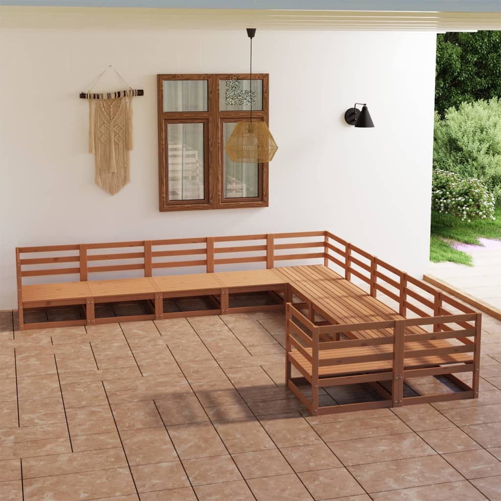 Set Divani da Giardino 10 pz in Legno Massello di Pino - homemem39