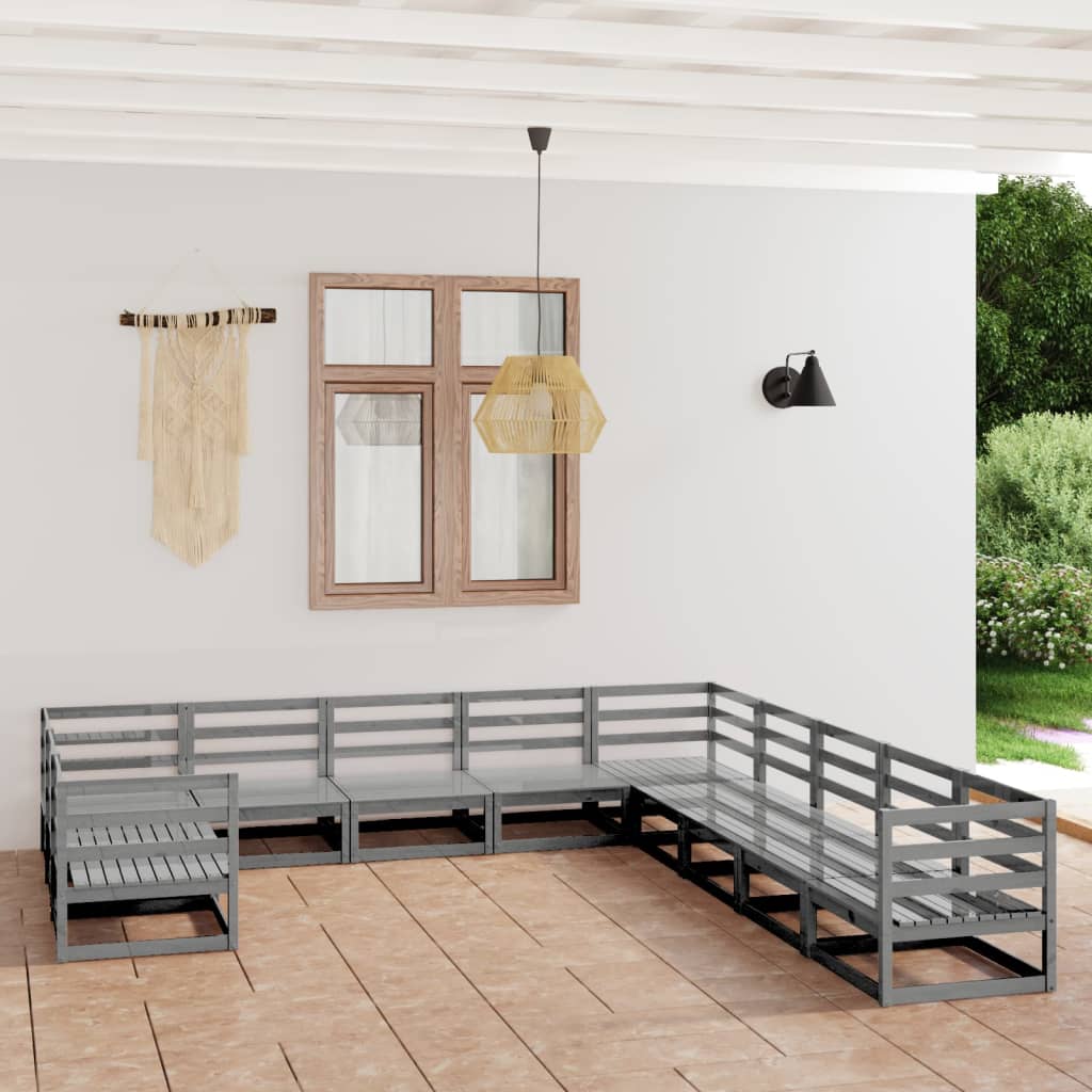 Set Divani da Giardino 11 pz in Legno Massello di Pino - homemem39