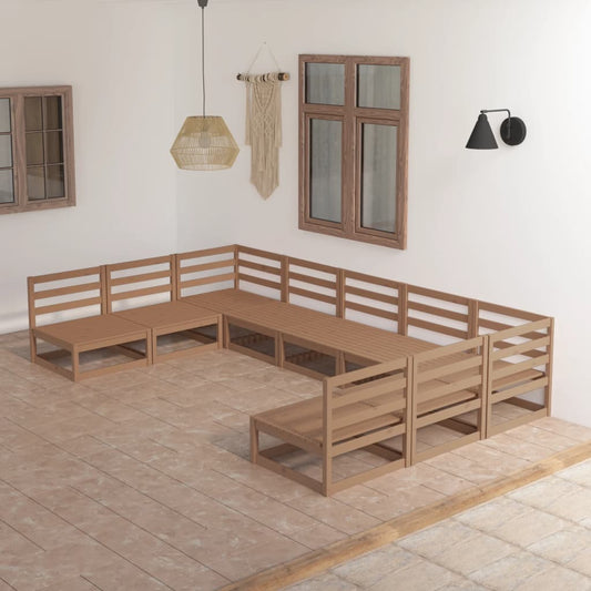 Set Divani da Giardino 9 pz in Legno Massello di Pino - homemem39