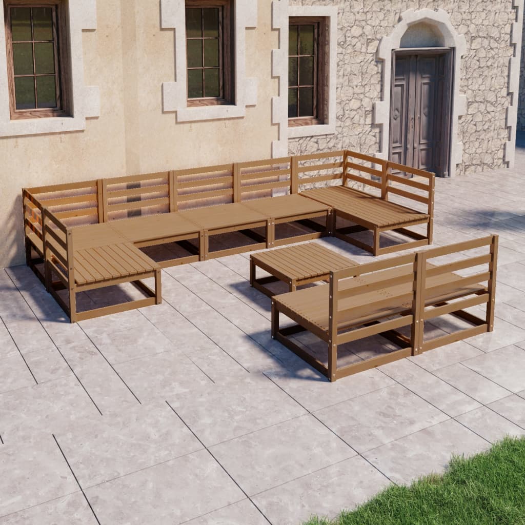 Set Divani da Giardino 10 pz in Legno Massello di Pino - homemem39