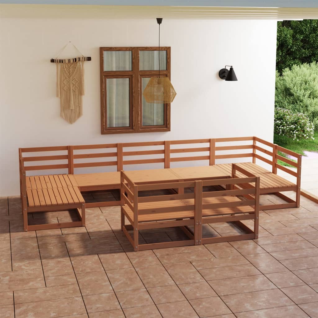 Set Divani da Giardino 9 pz in Legno Massello di Pino - homemem39