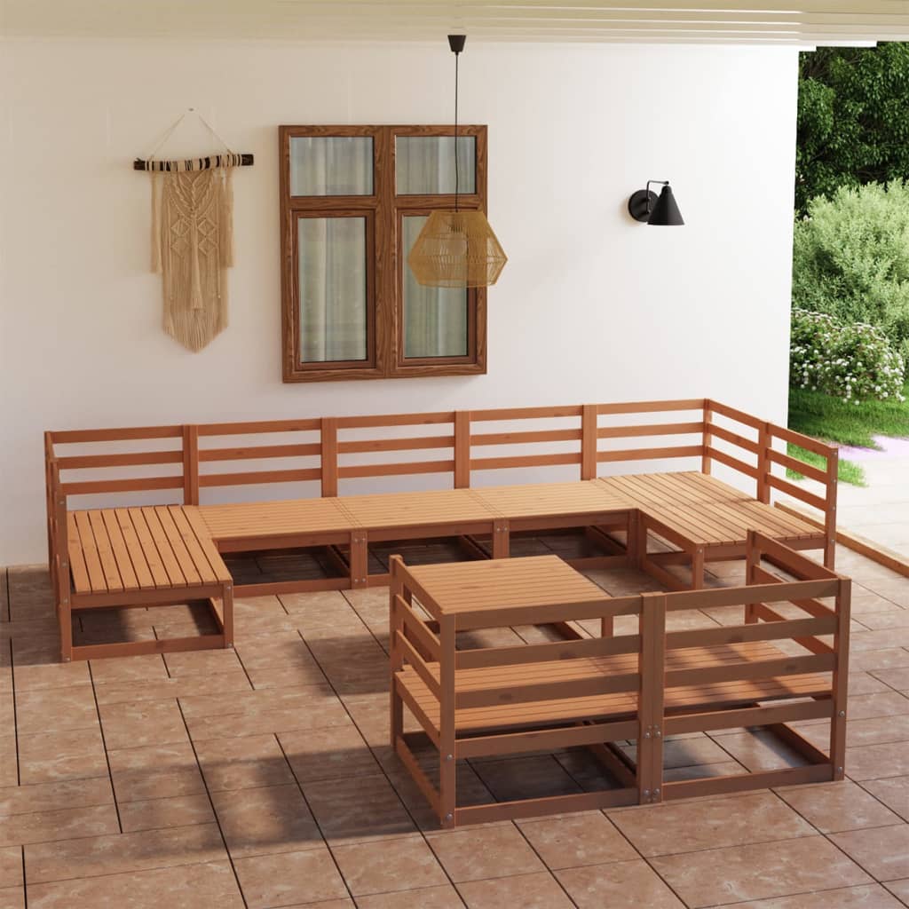 Set Divani da Giardino 10 pz in Legno Massello di Pino - homemem39