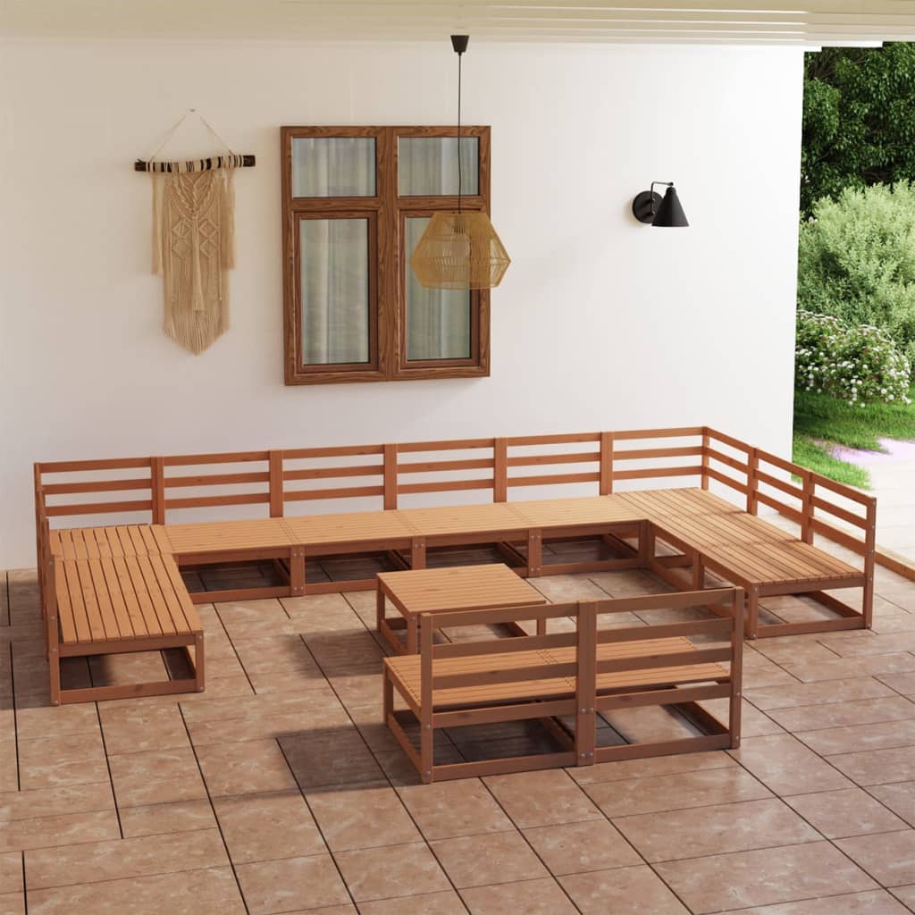 Set Divani da Giardino 13 pz in Legno Massello di Pino - homemem39