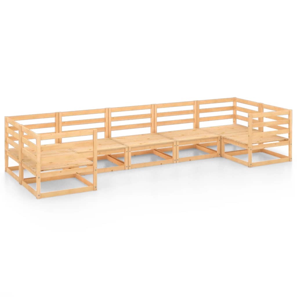 Set Salotto da Giardino 7 pz in Legno Massello di Pino