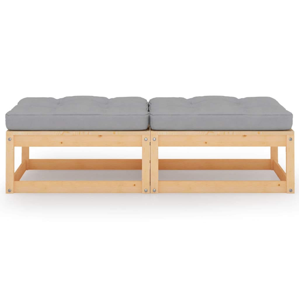 Poggiapiedi da Giardino con Cuscini 2pz Legno Massello di Pino | homemem39
