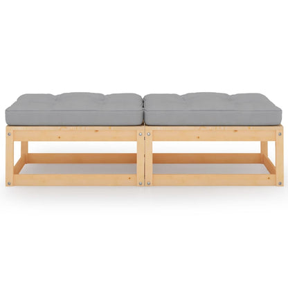 Poggiapiedi da Giardino con Cuscini 2pz Legno Massello di Pino | homemem39