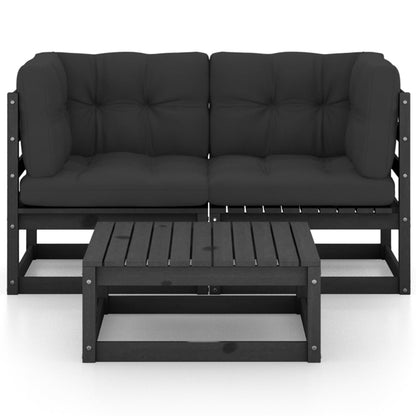 Set Divani da Giardino 3 pz con Cuscini Legno Massello di Pino - homemem39