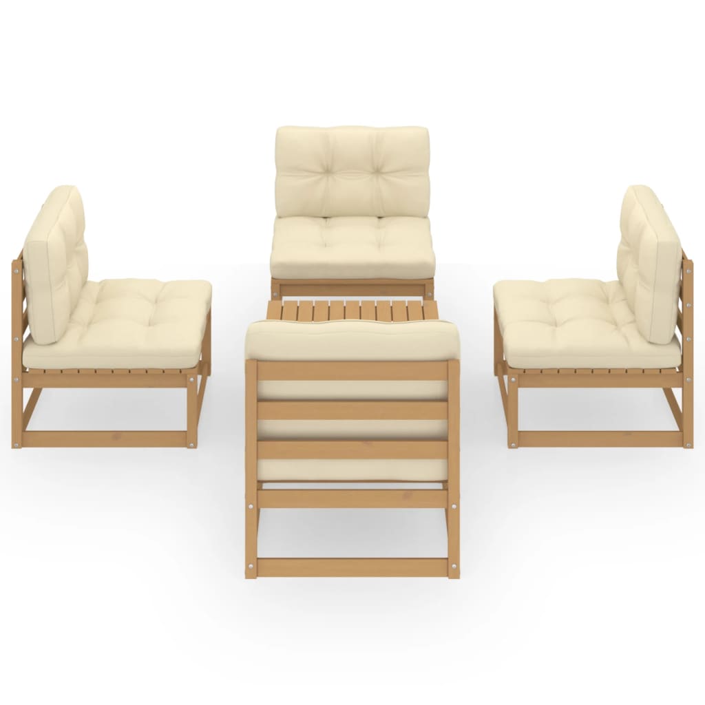 Set Divani da Giardino 5 pz con Cuscini Legno Massello di Pino - homemem39