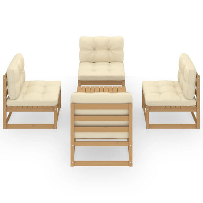 Set Divani da Giardino 5 pz con Cuscini Legno Massello di Pino - homemem39